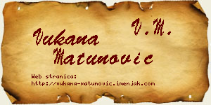 Vukana Matunović vizit kartica